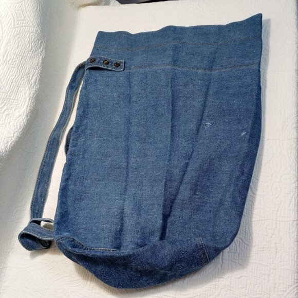 Vintage 90s Shoulder Bag New York Line Blue Denim Adjustable Strap Lightweight main image 5